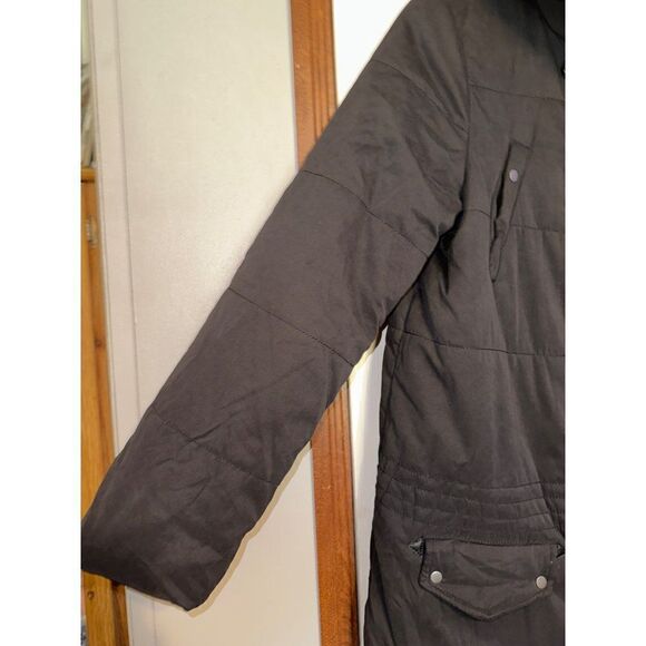 Urban Outfitters BDG Black Winter Utility Coat With Faux Fur Trimmed Hood Size M - Picture 5 of 13